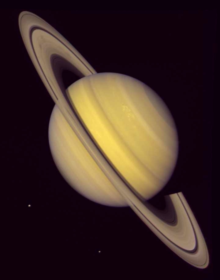 Saturn, view from Voyager 2, 31 July 1981